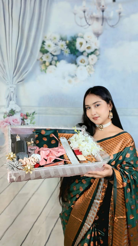 সফ্ট সিল্ক কাতান শাড়ি কম্বো