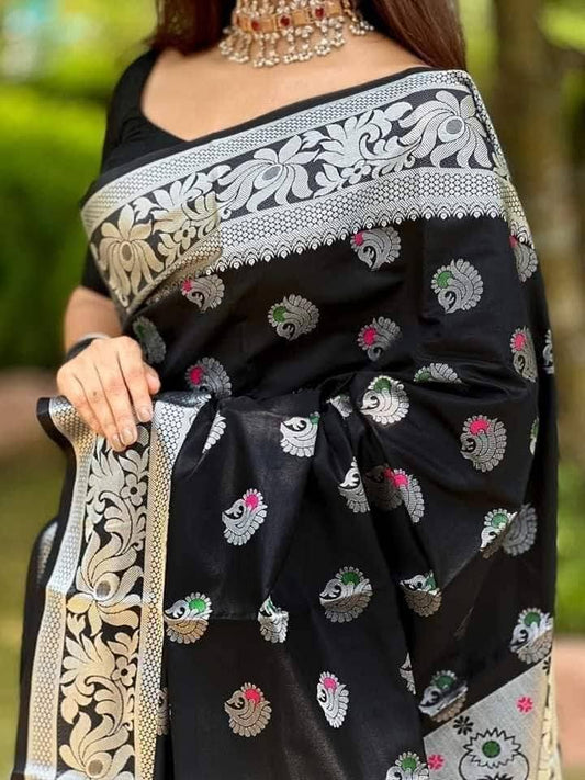 ইন্ডিয়ান সফ্ট সিল্ক কাতান শাড়ি