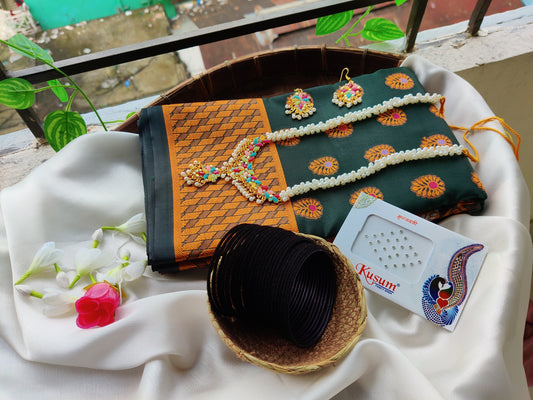 সফ্ট সিল্ক কাতান শাড়ি কম্বো